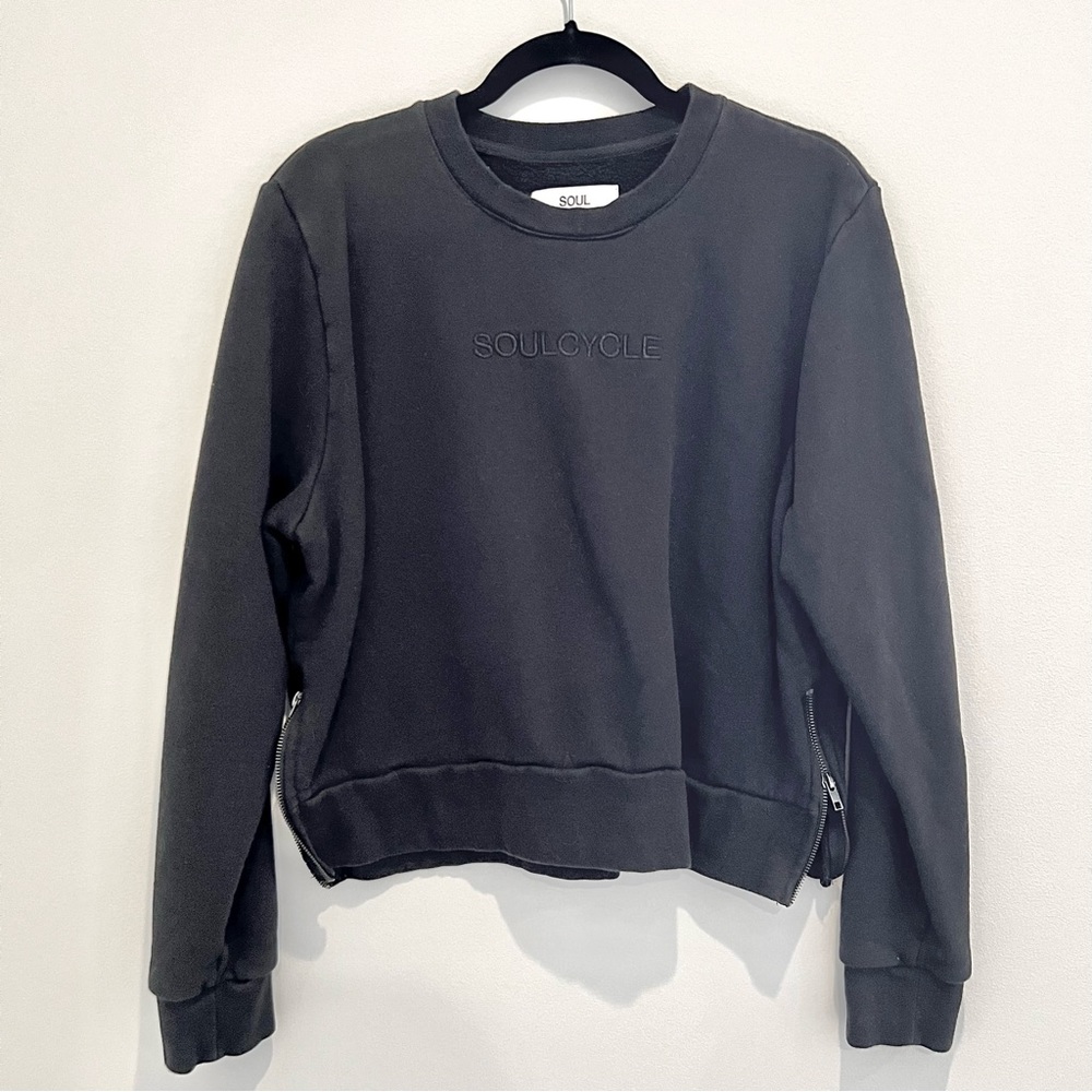 soulcycle Black Crewneck Sweatshirt with Subtle Logo